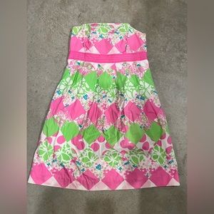 Lilly Pulitzer  size 10 strapless Island Diamond Patchwork dress
